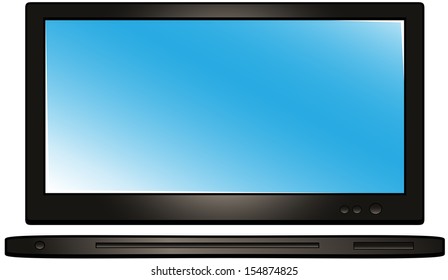 modern isolated tv with wide screen and dvd player 