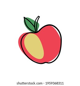 Modern isolated vector colorful icon of abstract fruit lined apple silhouette. Can be used for printing on paper, stickers, badges, bijouterie, cards, textiles.