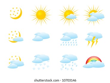 Modern isolated weather icons design on white background