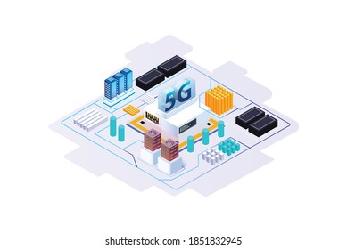 Modern isometric 5g Internet speed technology. online based vector illustration Suitable for Diagrams, Infographics, Game Asset, And Other Graphic Related Assets