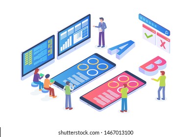 Modern Isometric AB Testing Method Illustration, Web Banners, Suitable for Diagrams, Infographics, Book Illustration, Game Asset, And Other Graphic Related Assets