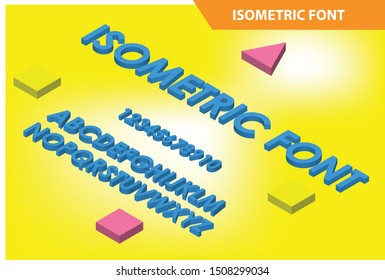 Modern Isometric alphabet font. 3d effect letters, numbers, Suitable for Diagrams, Infographics, Game Asset, And Other Graphic Related Assets