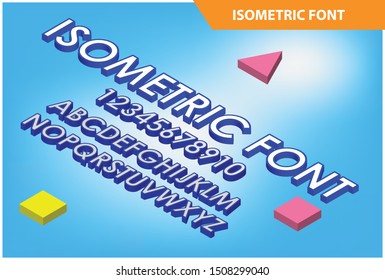 Modern Isometric alphabet font. 3d effect letters, numbers, Suitable for Diagrams, Infographics, Game Asset, And Other Graphic Related Assets