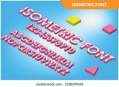Modern Isometric alphabet font. 3d effect letters, numbers, Suitable for Diagrams, Infographics, Game Asset, And Other Graphic Related Assets