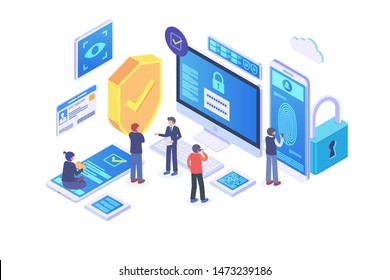 Modern Isometric Authentication Method Illustration, Web Banners, Suitable for Diagrams, Infographics, Book Illustration, Game Asset, And Other Graphic Related Assets