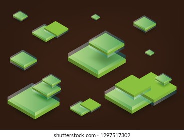 Modern isometric background. Blockchain concept banner with cubes and blocks. Can be used in web design and as wallpaper or background. Vector graphics