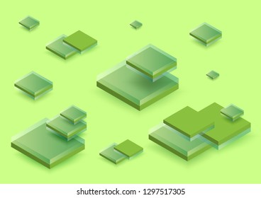 Modern isometric background. Blockchain concept banner with cubes and blocks. Can be used in web design and as wallpaper or background. Vector graphics