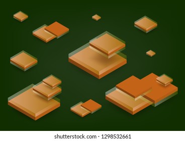 Modern isometric background. Blockchain concept banner with cubes and blocks. Can be used in web design and as wallpaper or background. Vector graphics