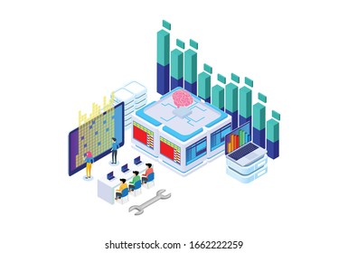 Modern Isometric Big Data Illustration, Web Banners, Suitable for Diagrams, Infographics, Book Illustration, Game Asset, And Other Graphic Related Assets