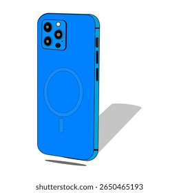 A modern isometric blue smartphone with sleek design and minimal detail. Great for tech illustrations, UI UX previews, and digital product marketing.