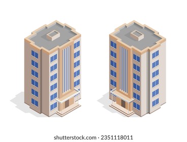 Modern isometric buildings. illustrator vector.