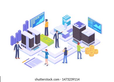 Modern Isometric Business To Business Illustration, Web Banners, Suitable for Diagrams, Infographics, Book Illustration, Game Asset, And Other Graphic Related Assets