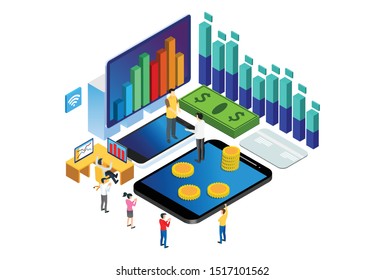Modern Isometric Business To Business Illustration, Web Banners, Suitable for Diagrams, Infographics, Book Illustration, Game Asset, And Other Graphic Related Assets