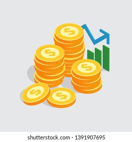 Modern Isometric Business investment concept Illustration, Suitable for Website, Infographics, Book Illustration, Asset, And Other Graphic Related Assets