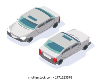 Modern isometric car icon design. Urban transport for passenger or service. Car with shadow. Transportation technology for infographics or web and game design