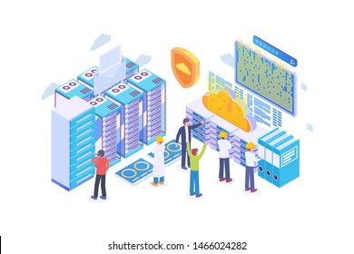 Modern Isometric Cloud Storage Illustration, Web Banners, Suitable for Diagrams, Infographics, Book Illustration, Game Asset, And Other Graphic Related Assets