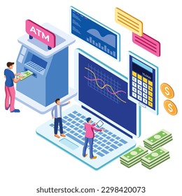 Modern Isometric Cost Per Acquisition Illustration, Web Banners, Suitable for Diagrams, Infographics, Book Illustration, Game Asset, And Other Graphic Related Assets