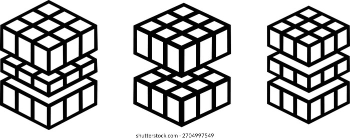 Diseños de cubos isométricos modernos para empresas tecnológicas que necesitan una identidad visual geométrica audaz, perfecta para logotipos, marcas y presentaciones futuristas