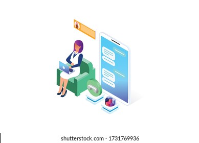 Modern Isometric Customer support concept. Suitable for Diagrams, Infographics, Game Asset, And Other Graphic Related Assets illustration isolated on white background.