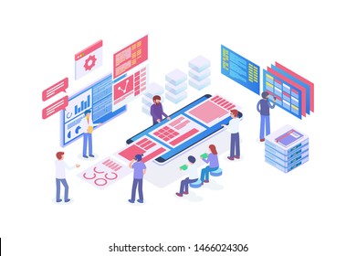 Modern Isometric Customize Data View Illustration, Web Banners, Suitable for Diagrams, Infographics, Book Illustration, Game Asset, And Other Graphic Related Assets