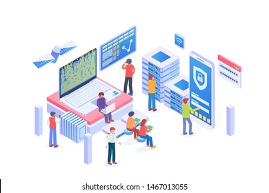 Modern Isometric Data Protection Illustration, Web Banners, Suitable for Diagrams, Infographics, Book Illustration, Game Asset, And Other Graphic Related Assets