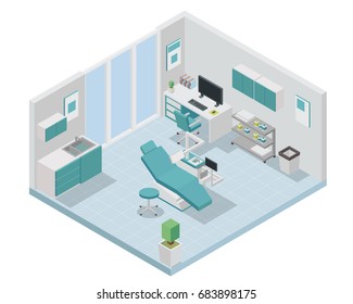 Modern Isometric Dentist Clinic Interior Design