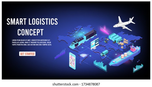 Modern isometric design concept of Smart Logistics with global logistics partnership for website and mobile website.
Easy to edit and customize. Vector illustration
