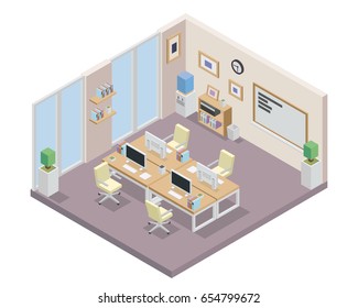 Modern Isometric  Design - Employee Staff Agency Workplace