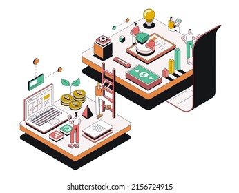 Modern isometric design illustration of Creative Business. Teamwork concept. Can be used for website and mobile website or Landing page. Easy to edit and customize. Vector illustration