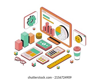 Modern isometric design illustration of Finance. Investment concept. Can be used for website and mobile website or Landing page. Easy to edit and customize. Vector illustration