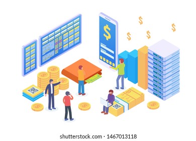 Modern Isometric Digital Wallet Illustration, Web Banners, Suitable for Diagrams, Infographics, Book Illustration, Game Asset, And Other Graphic Related Assets