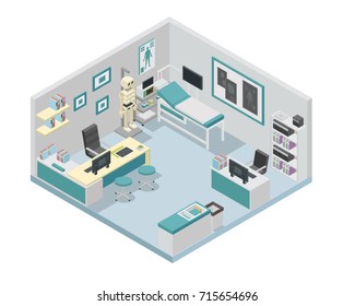 Modern Isometric Doctor Clinic Interior Design