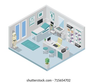 Modern Isometric Doctor Clinic Interior Design