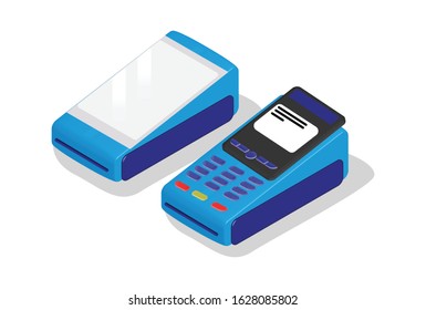 Modern Isometric Edc Machine and Touchscreen Edc Illustration.  Suitable for Diagrams, Infographics, Book Illustration, Game Asset, And Other Graphic Related Assets