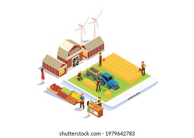 Modern Isometric Farming Technology Monitoring Illustration, Web Banners, Suitable for Diagrams, Infographics, Book Illustration, Game Asset, And Other Graphic Related Assets
