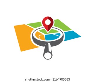 Modern Isometric GPS Map Locator Logo In Isolated White Background
