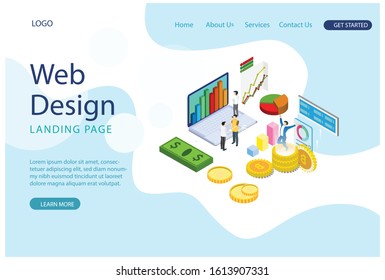 Modern isometric graph analysis and online data processing. online based vector illustration Suitable for Diagrams, Infographics, Game Asset, And Other Graphic Related Assets