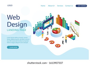 Modern isometric graph analysis and online data processing. online based vector illustration Suitable for Diagrams, Infographics, Game Asset, And Other Graphic Related Assets