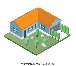 Modern Isometric House Illustration, Suitable for Diagrams, Infographics, Game, Map, Illustration, And Other Graphic Related Assets
