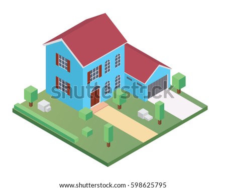 Modern Isometric House Illustration, Suitable for Diagrams, Infographics, Game, Map, Illustration, And Other Graphic Related Assets
