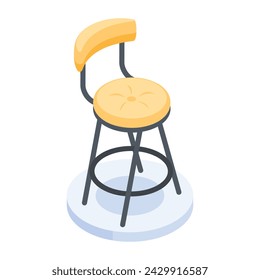 Modern isometric icon of a bar stool