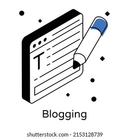 A modern isometric icon of a blogging 

