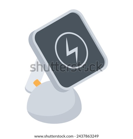 Modern isometric icon of a charging phone holder