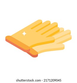 Modern isometric icon of construction gloves 