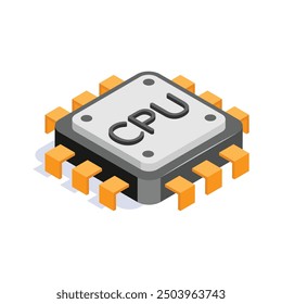 Modern isometric icon of cpu chip, customizable vector design