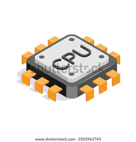 Modern isometric icon of cpu chip, customizable vector design