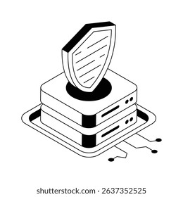 Modern isometric icon designed to show strong server security