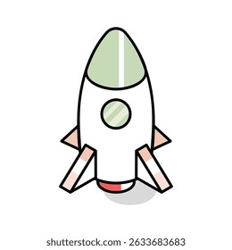 Modern isometric icon displaying a rocket launch