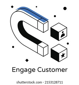 Modern isometric icon of engage customers 

