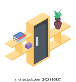 Modern isometric icon of floating cabinet